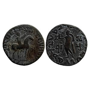 Ancient Indo-Scythians Azes II Silver Tetradrachm