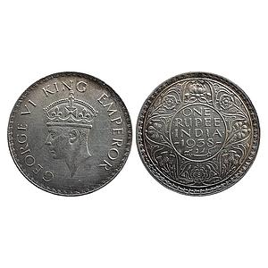 British India George VI 1938 AD Obv A Rev I without Dot Bombay Mint Silver Rupee
