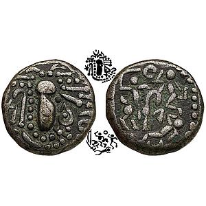 Hindu Medieval Paramaras of Malwa Gadhaiya Series Billon Unit An active battle scene durin