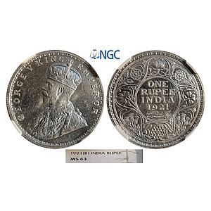 British India George V 1921 AD Key Date Bombay Mint Silver Rupee