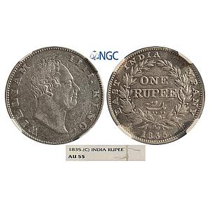 EIC William IV 1835 AD Mule F incuse No dot after F A / II Bud Leaves 20 Berries Calcutta 