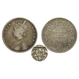 British India Victoria Queen 1862 AD Obv. A Rev. II 1 / 7 dot Top dot within top flower Bo
