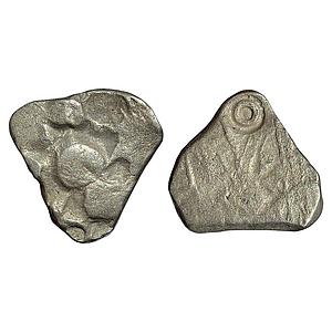 Ancient Punch Marked Coinage Panchala Maha Janapada Silver 1/2 Vimshatika