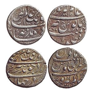 Mughal Aurangzeb Alamgirpur Mint Set of 2 Coins Silver Rupee