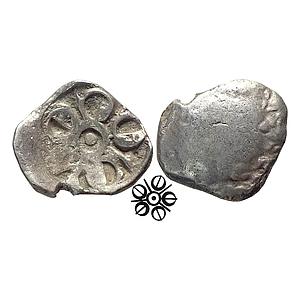 Ancient Archaic Punch Marked Coinage Attributed to Gandhara Janapada 5 armed symbol Local 