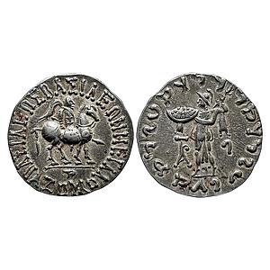 Ancient Indo-Scythians Azes Silver Tetradrachm