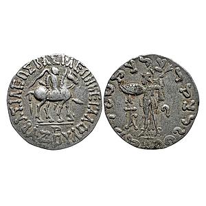 Ancient Indo-Scythians Azes Silver Tetradrachm