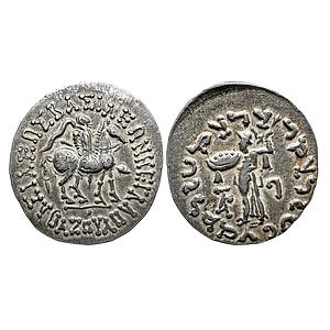 Ancient Indo-Scythians Azes Silver Tetradrachm