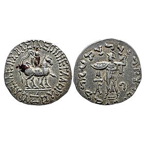 Ancient Indo-Scythians Azes Silver Tetradrachm