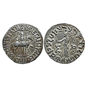 Ancient Indo-Scythians Azilises Silver Tetradrachm