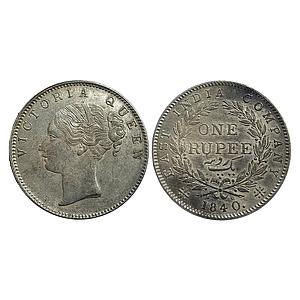 EIC Victoria Queen 1840 AD continuous legend English Head No privy Mark 19 Berries Bombay 