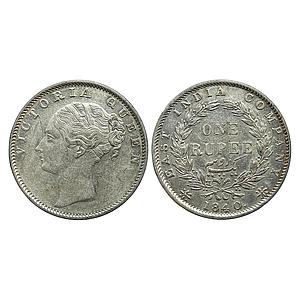 EIC Victoria Queen 1840 AD continuous legend 19 Berries Bombay Mint Silver Rupee