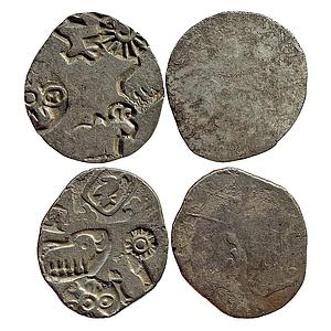 Ancient Punch Marked Coinage Magadha Imperial Series IVd Series II Set of 2 Coins Silver K