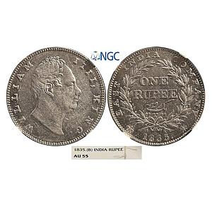 EIC William IV 1835 AD No initials B / II Bud leaves 20 Berries Bombay Mint Silver Rupee N