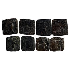 Ancient Indo-Greeks Apollodotus I Set of 4 Coins Copper Hemi-Obols