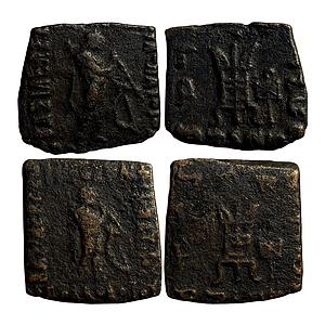 Ancient Indo-Greeks Apollodotus II Set of 2 Coins Bronze Unit