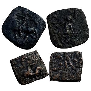 Ancient Indo-Scythians Northern Satraps Hajatriaaka Mujatria Set of 2 Coins Bronze Fractio