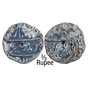 Mughal Aurangzeb Surat Mint Silver 1/2 Rupee