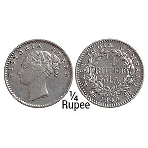 EIC Uniform Coinage Victoria Queen 1840 AD continuous legend English Head 20 Berries (10L+