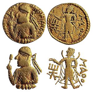 Ancient Kushanas Huvishka Gold Dinara