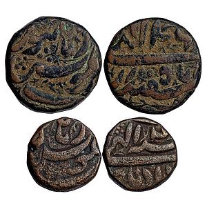 Mughal Akbar Burhanpur Mint Set of 2 Coins Copper Dam Copper 1/2 Dam