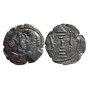 Hindu Medieval Indo Sassanian type Anonymous issue from NW India Billon Unit