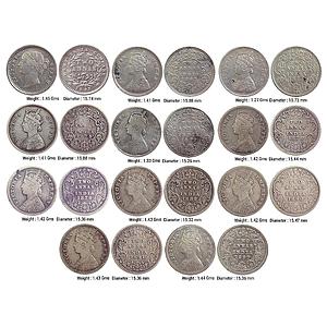 EIC Uniform Coinage Victoria Queen and Empress date set of 11 different dates from 1841 to