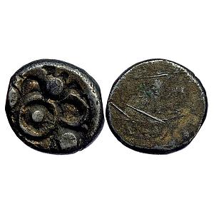 Ancient Punch Marked Coinage Panchala Mahajanapada Upper Ganga Region Silver 1/2 Vimshatik