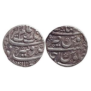 Mughal Aurangzeb Khambayat Mint Badar-e-munir Couplet Silver Rupee