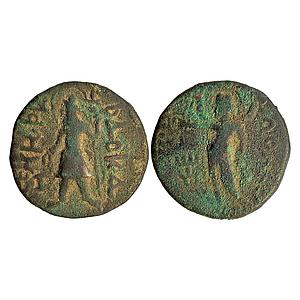 Ancient Kushanas Kanishka I Copper Tetradrachm