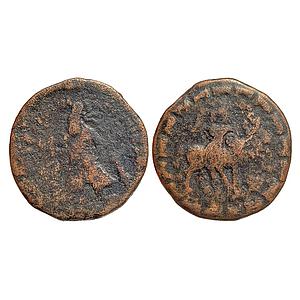 Ancient Kushanas Vima Kadphises Copper Monolingual Tetradrachm