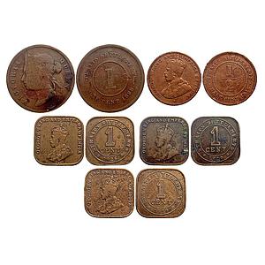 Straits Settlement British Colonial Victoria Queen George V Copper 1 Cent Copper 1 Cent Co