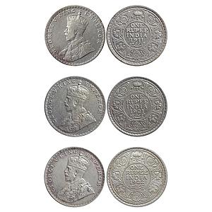 British India George V 1911 1921 1922 Key Dates Bombay Mint Silver Rupee Set of 3