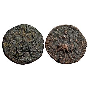 Ancient Kushans Vima Kadphises Copper Tetradrachm