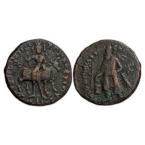 Ancient Kushans Vima Kadphises Copper Tetradrachm