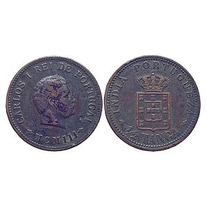 Indo Portuguese Carlos I Copper 1/2 Tanga