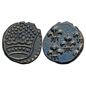 Indo French Pondicherry Mint Silver Fanon with small pearled crown