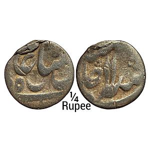 EIC Bengal Presidency INO Shah Alam II Murshidabad Mint Silver 1/4 Rupee