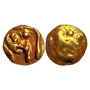 Hindu Medieval Western Gangas Gold Haga (1/4 Fanam) Elephant to right with trunk