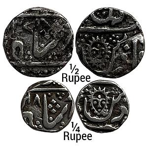IPS Indore State Ahilyabai Holkar INO Shah Alam II Malharnagar Mint Set of 2 Coins Silver 