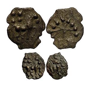 Ancient Vatsa region City State Suktimati Set of 2 Coins Copper Full and Half Unit