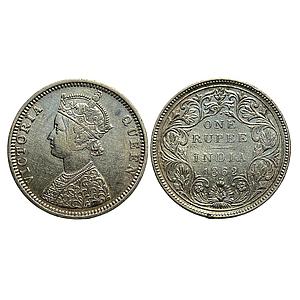 British India Victoria Queen 1862 AD C / II / 1 / 2 Bombay Mint Silver Rupee
