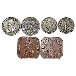 Malaysia British Malaysia Straits Settlement George V & VI 1920 1945 1927 AD Set of 3 Coin