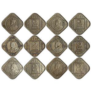 British India George V 1918 (2) 1933 1934 (2) and 1935 AD Set of 6 Coins Cupro-Nickel 2 An