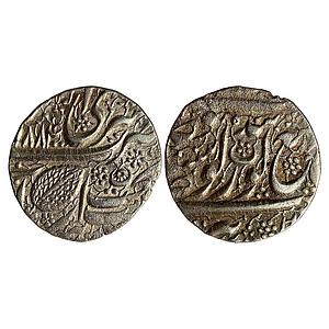 IK Sikh Empire Ranjit Singh VS 1884 Amritsar Mint Nanakshahi Couplet Silver Rupee