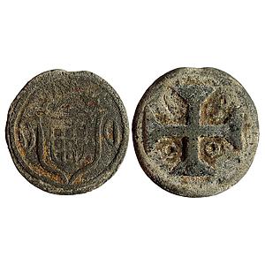 Indo Portuguese Diu Maria I 1800 AD Tin 20 Bazarucos