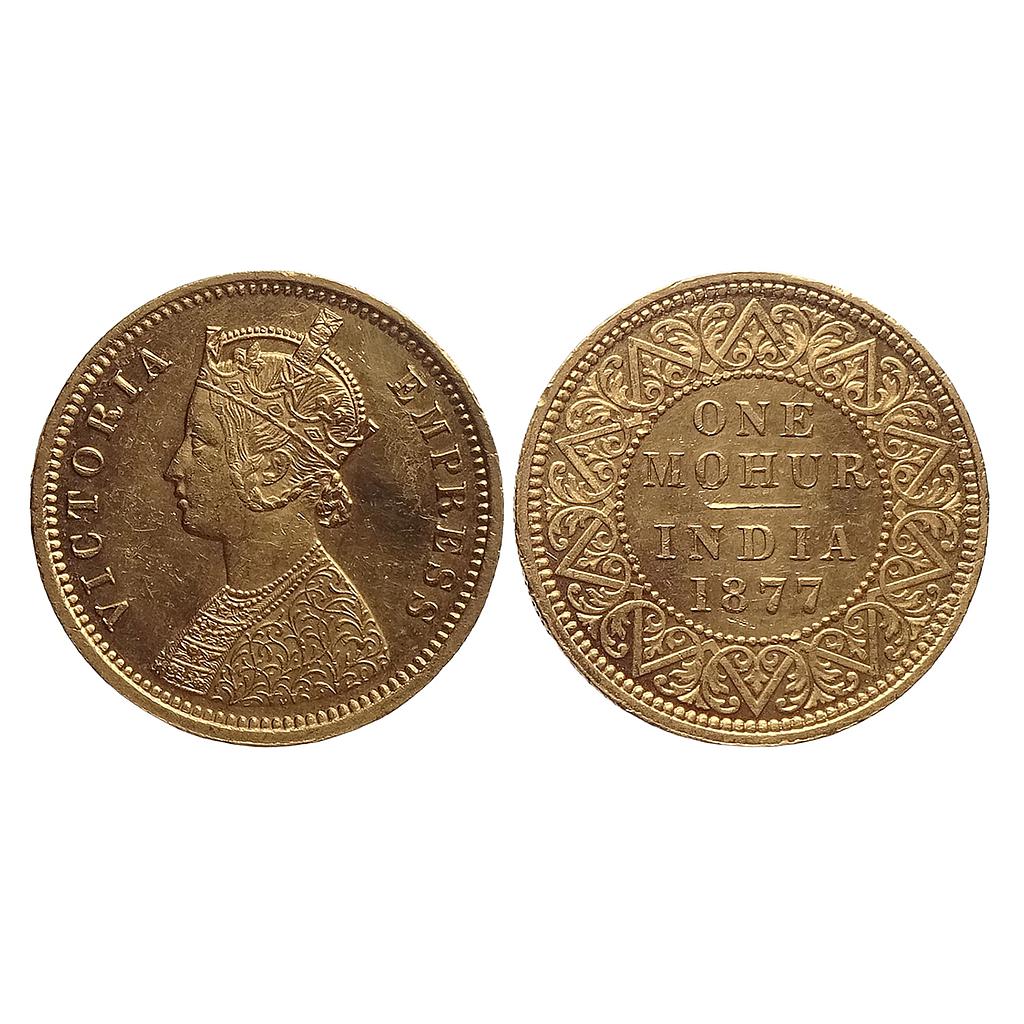 British India Victoria Empress 1877 AD Calcutta Mint Gold Mohur