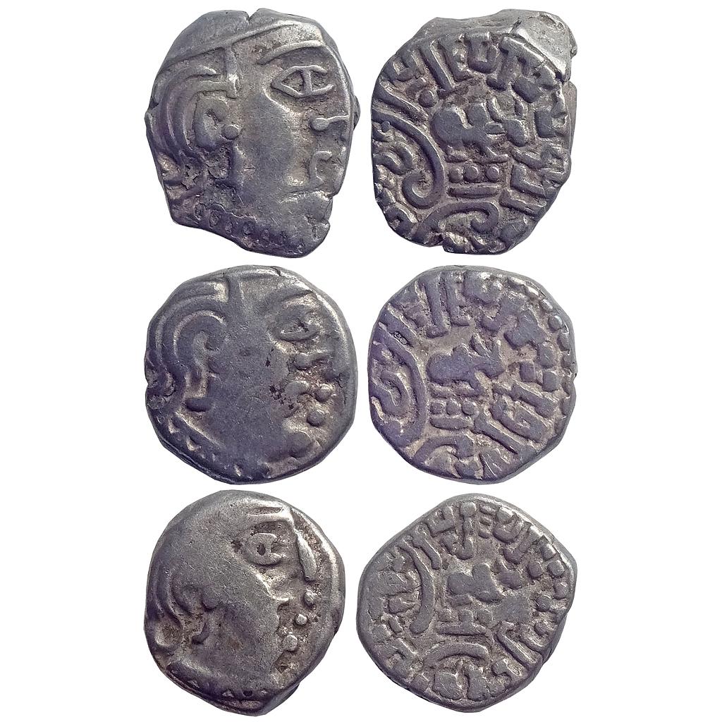 Ancient Kalachuris of Mahishmati Krishnaraja Silver Rupaka 3 Coin Set