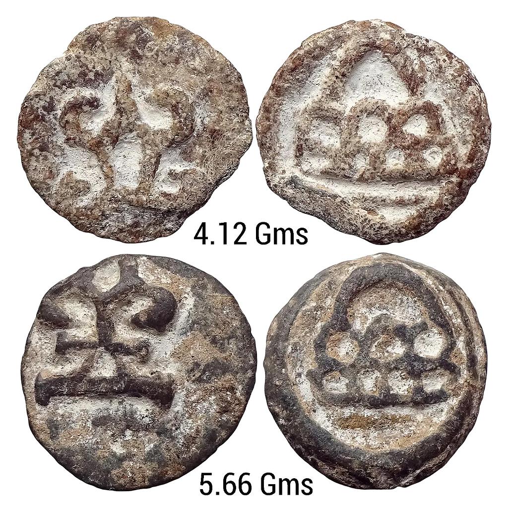 Ancient Anandas of Banavasi Set of 2 Coins Lead Fractional Unit