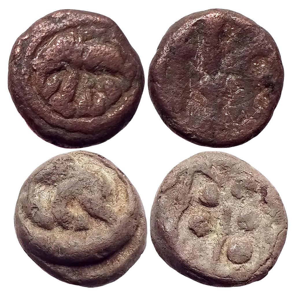 Ancient Mandasaur Elephant type Set of 2 Coins Copper and Lead Unit